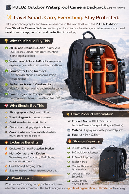 Camera backpack waterproof camera bag
