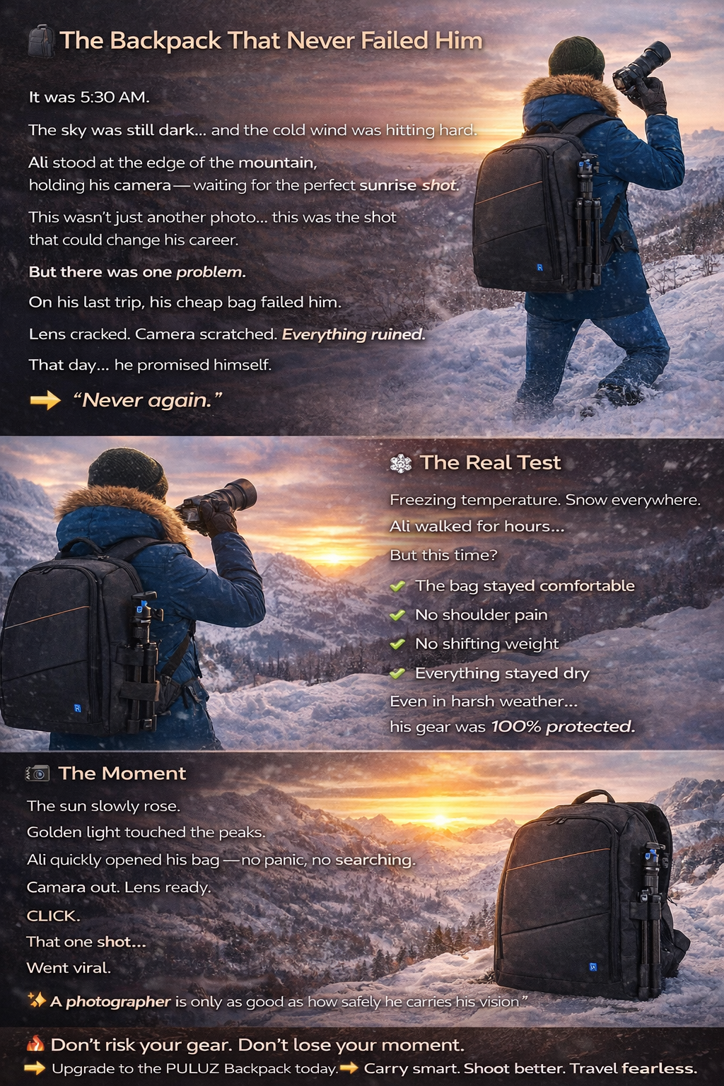 Camera backpack waterproof camera bag