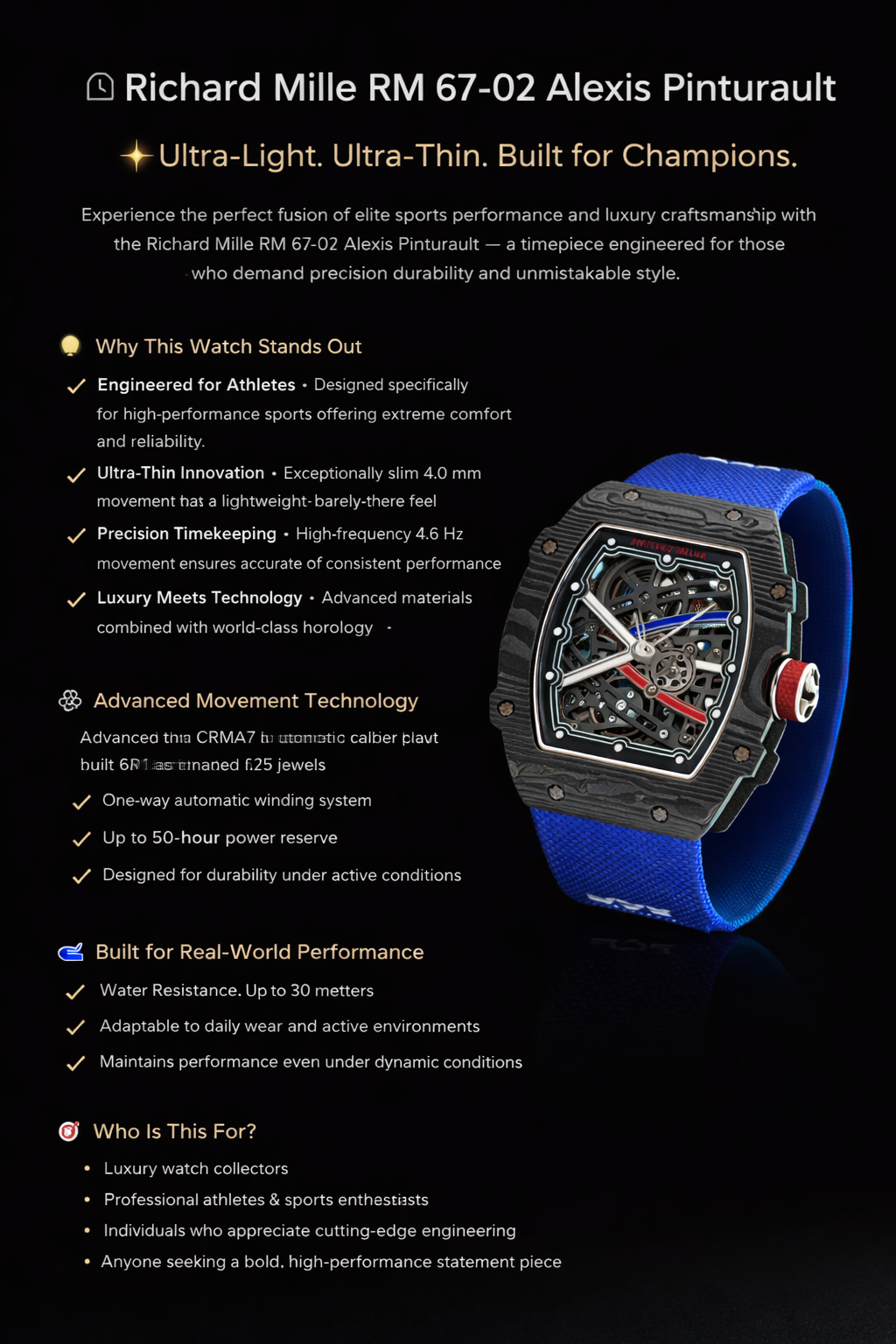 Richard Mille Lifestyle RM 67 A+ copy
