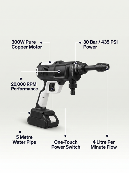 High Pressure Water Cleaning Gun – Cordless Car Wash Pressure Washer 300W 30 Bar