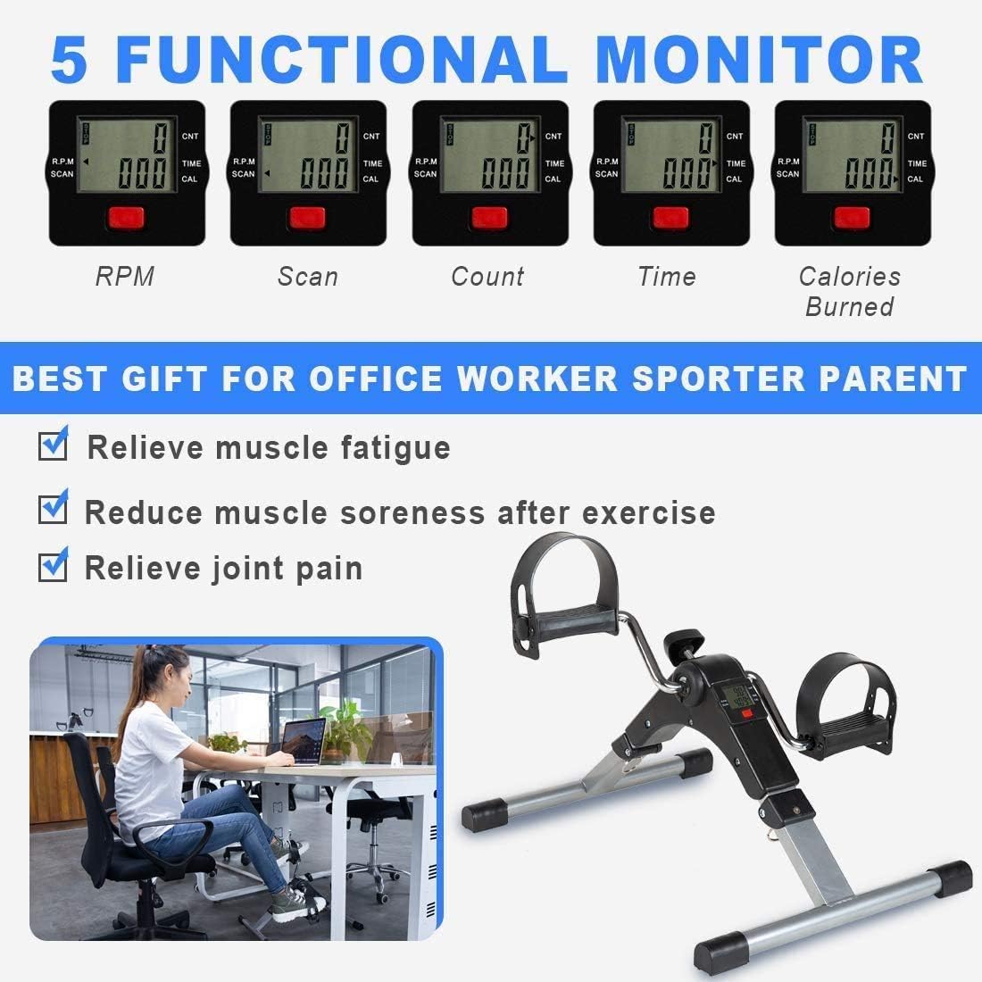 Mini Indoor Pedal Exerciser – Portable Desk Cycle Bike for Arm & Leg Fitness with LCD Display