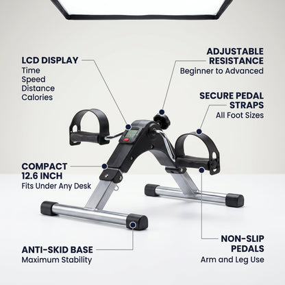Mini Indoor Pedal Exerciser – Portable Desk Cycle Bike for Arm & Leg Fitness with LCD Display
